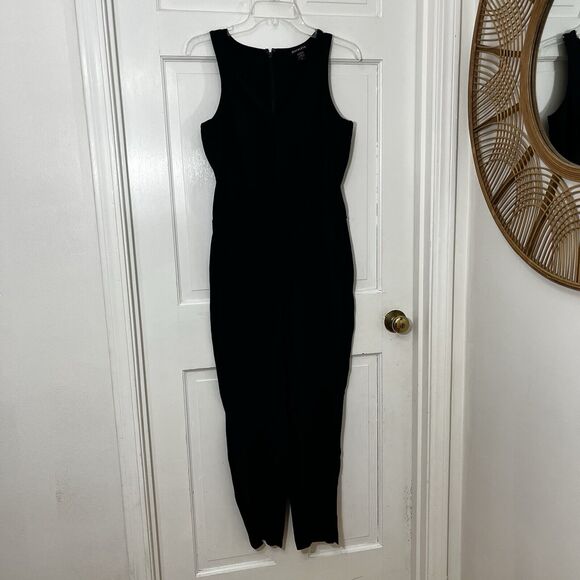 Athleta Brooklyn V Neck Textured Jumpsuit, Black, Sleeveless Stretch Ankle Sz 2 - Picture 2 of 7
